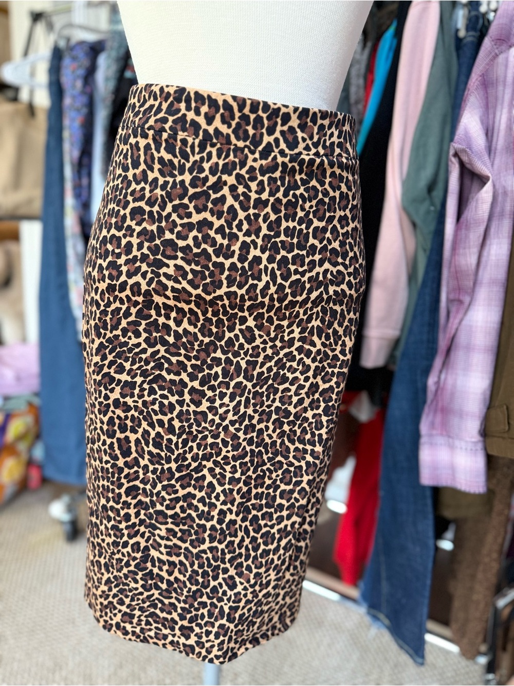 J Crew Leopard Print Pencil Skirt - Brown/Cream